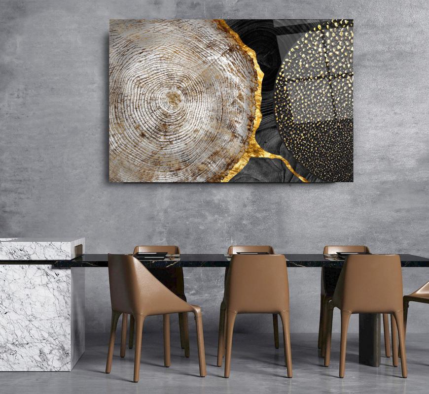 Abstrtact Gold Glass Wall Art