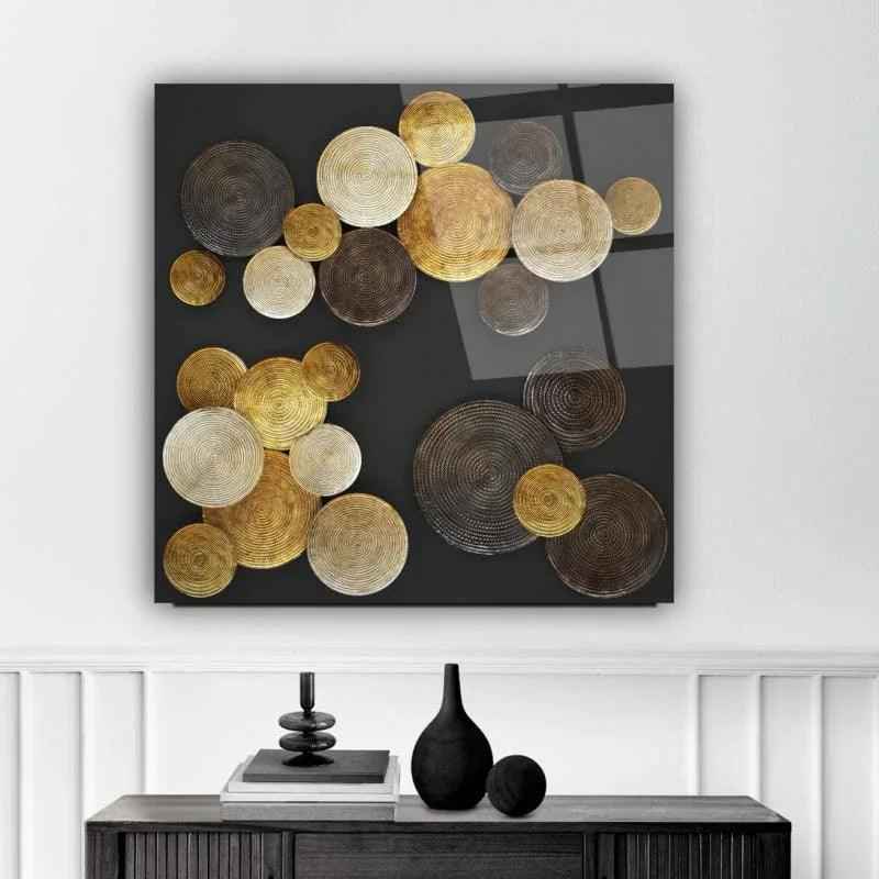 Golden Abstract Glass Wall Art