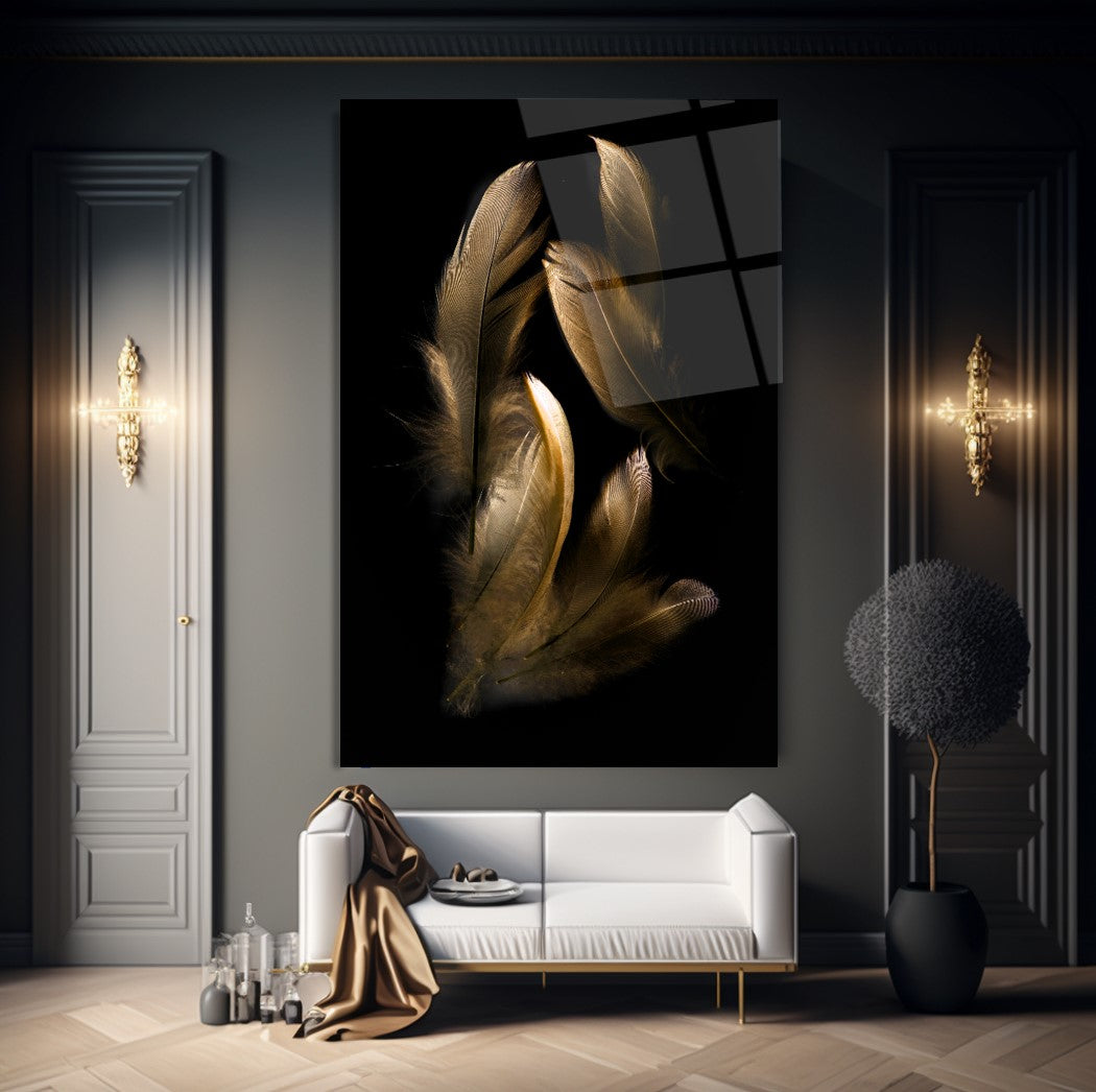 Feather Glass Wall Art