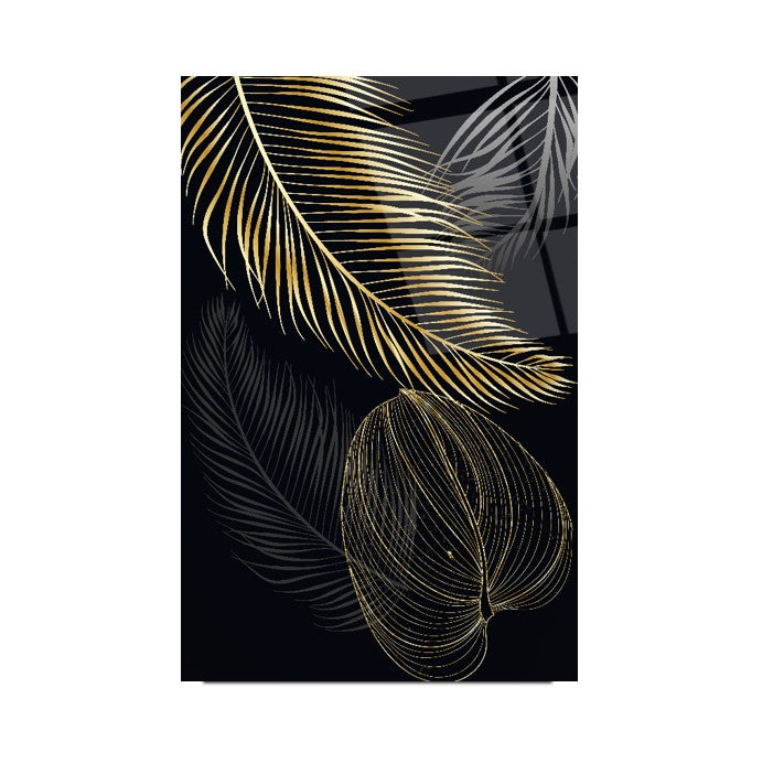 Gold Leaves Glass Wall Art
