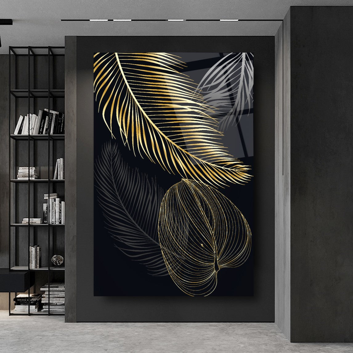 Gold Leaves Glass Wall Art