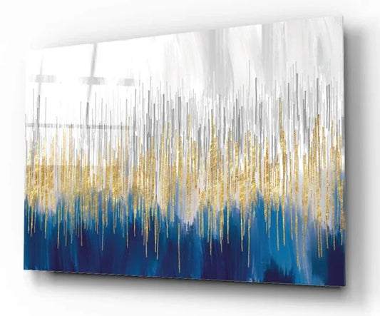 Golden Rain Glass Wall Art - LUXARTDECO