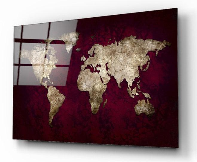 Carte du Monde Tableau en Verre Trempé