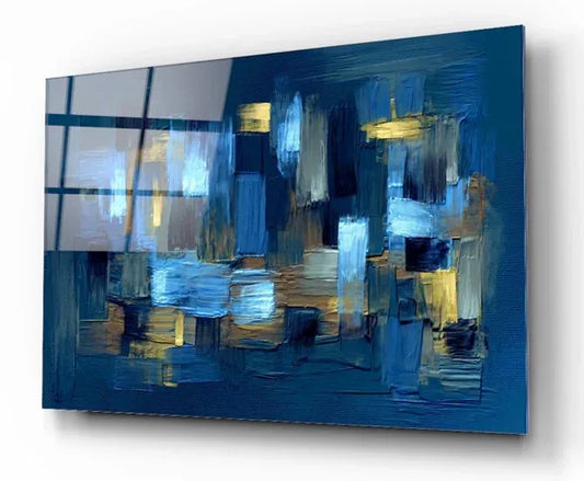 Blue Abstract Glass Wall Art - LUXARTDECO