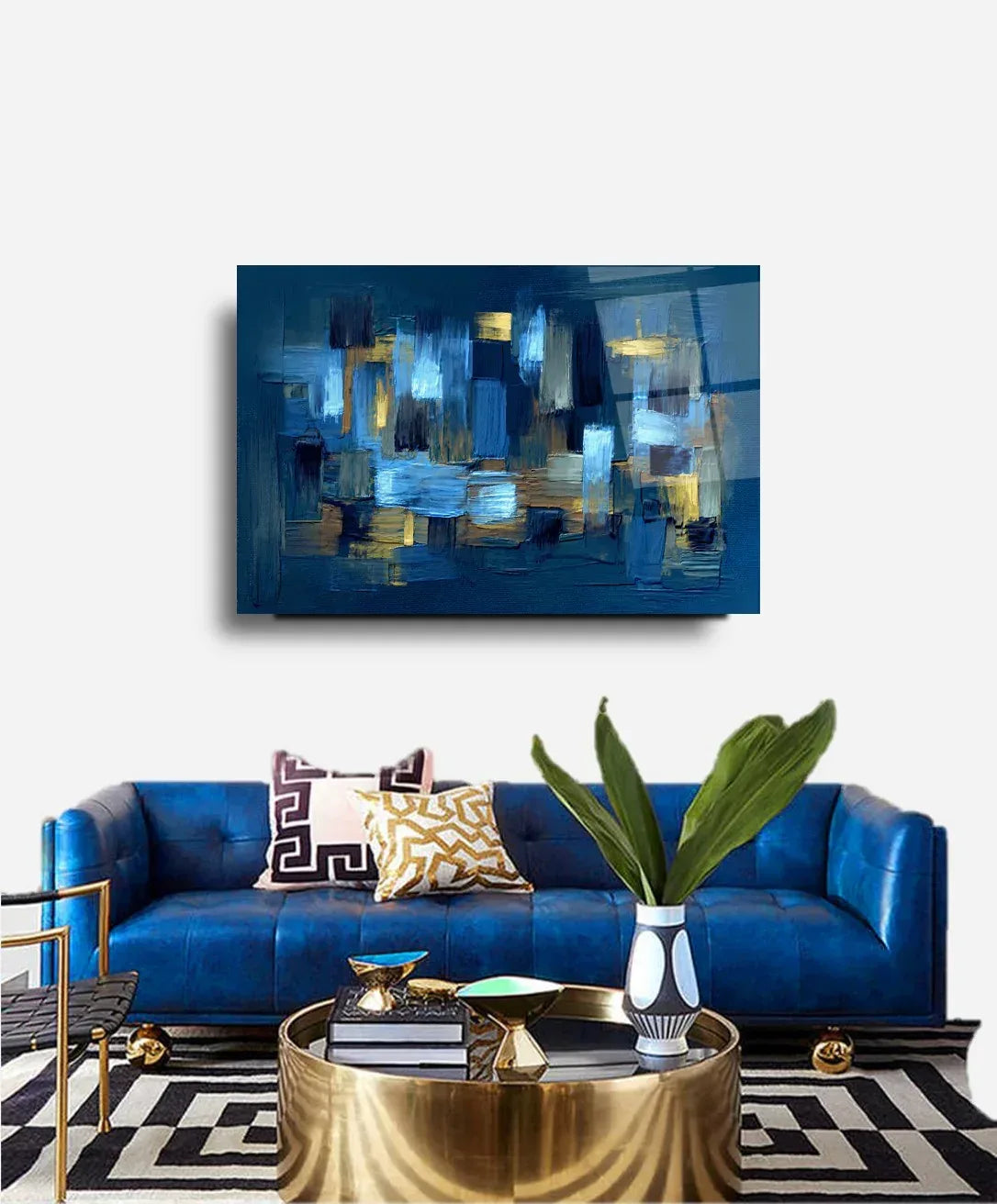 Blue Abstract Glass Wall Art - LUXARTDECO