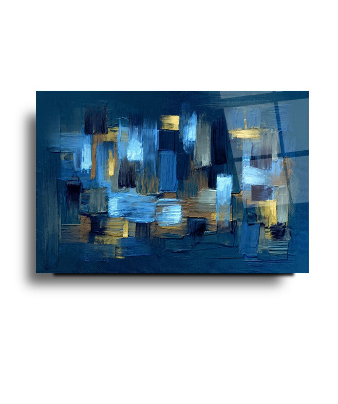 Blue Abstract Glas Wall Art