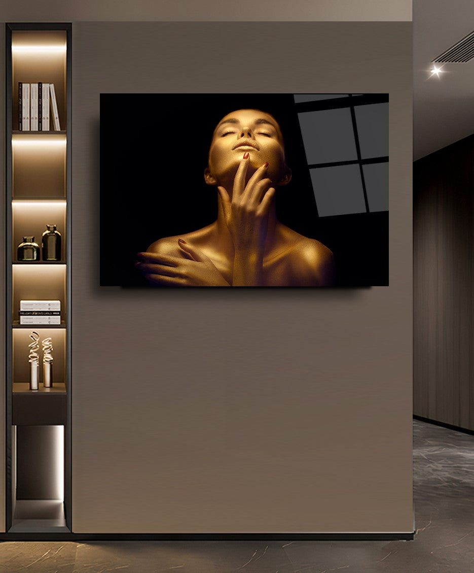 Golden Woman Glas Wall Art
