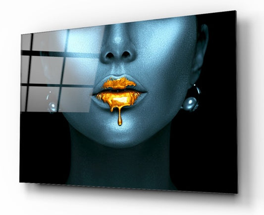 Décoration murale en verre Golden Lips