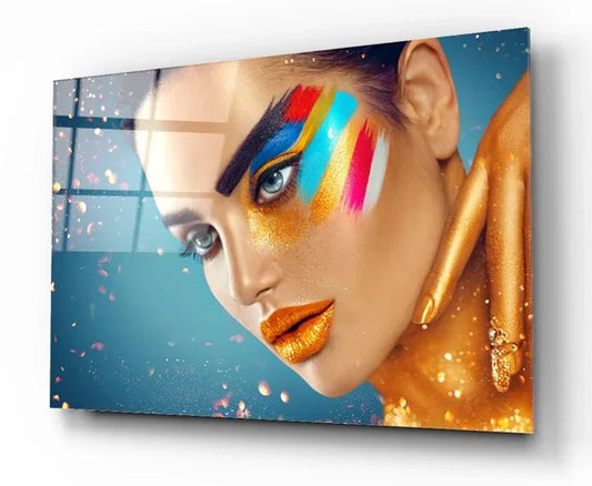 Fashion Woman Face Glass Wall Art - LUXARTDECO