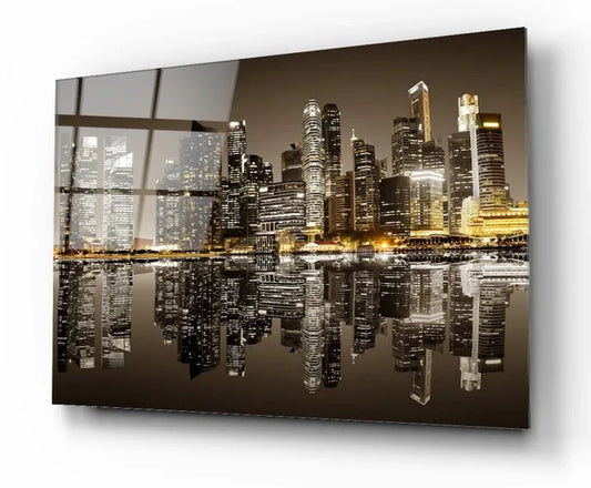 City Skyscrapers Glass Wall Art - LUXARTDECO