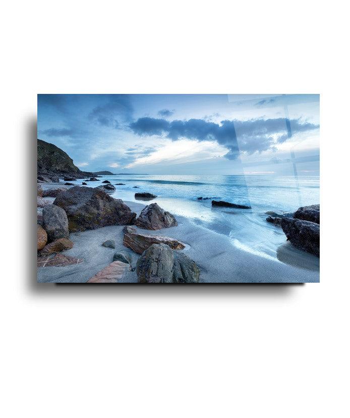 Spiaggia di Pietre Quadro in Vetro Temperato