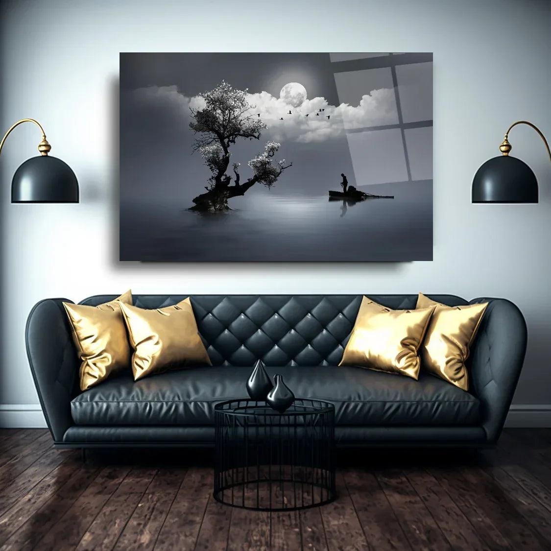 Light of Moon Glass Wall Art - LUXARTDECO