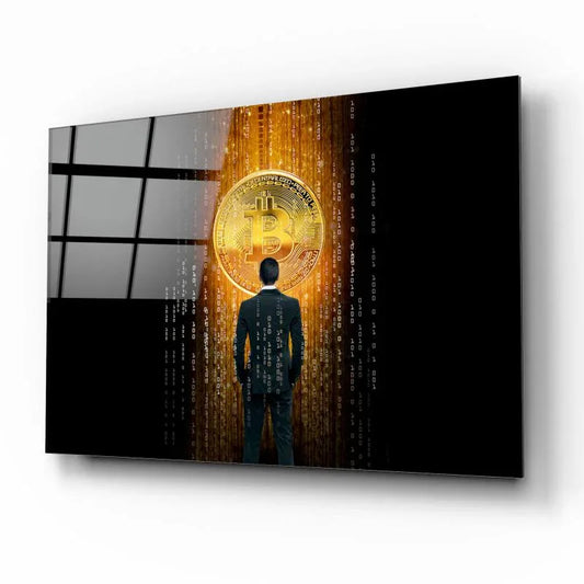 Bitcoin Glass Wall Art - LUXARTDECO
