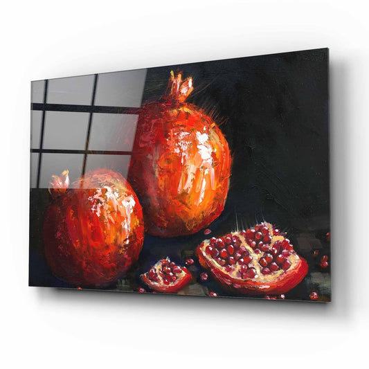 Two Pomegranates Glass Wall Art - LUXARTDECO