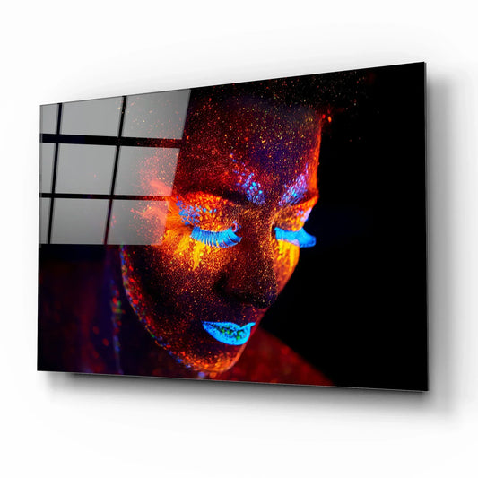 Colorful Woman Portrait Glass Wall Art - LUXARTDECO