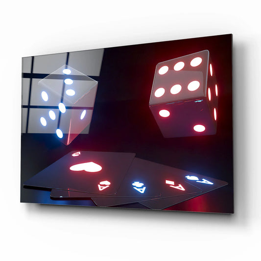 Neon Playing Cards Glass Wall Art - LUXARTDECO