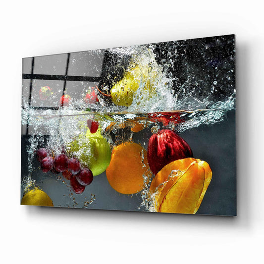 Fruit Water Splash Glass Wall Art - LUXARTDECO