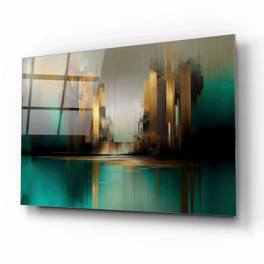 Green Abstract Glass Wall Art - LUXARTDECO