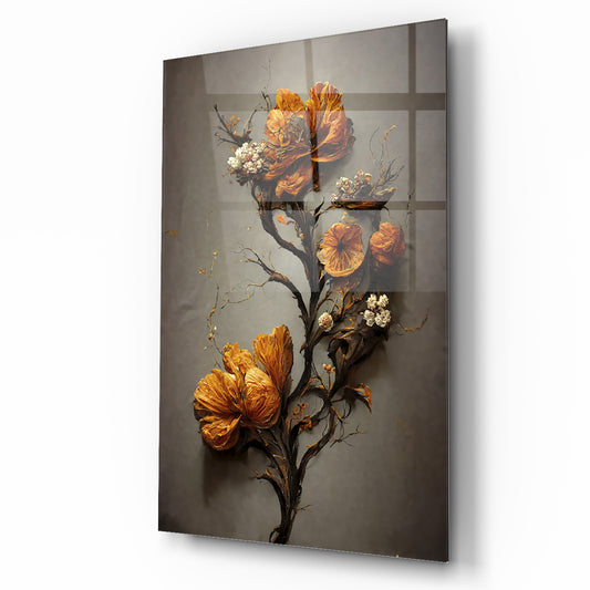 Orange Flower Glass Wall Art