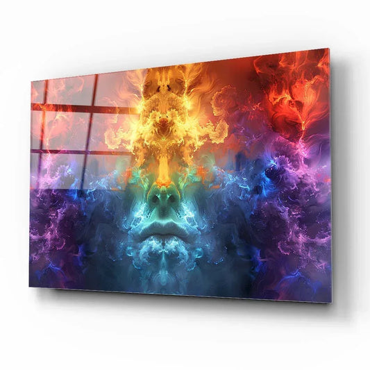 Colorful Face Glass Wall Art - LUXARTDECO