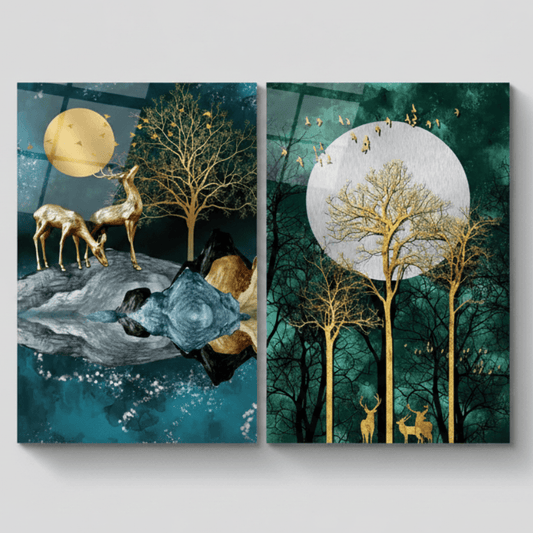 Cervo Natura Duo Quadro in Vetro Temperato