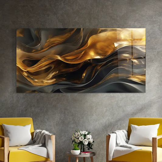 Black&Gold Glass Wall Art - LUXARTDECO