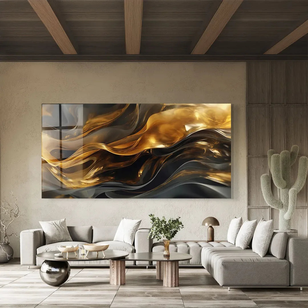 Black&Gold Glass Wall Art - LUXARTDECO