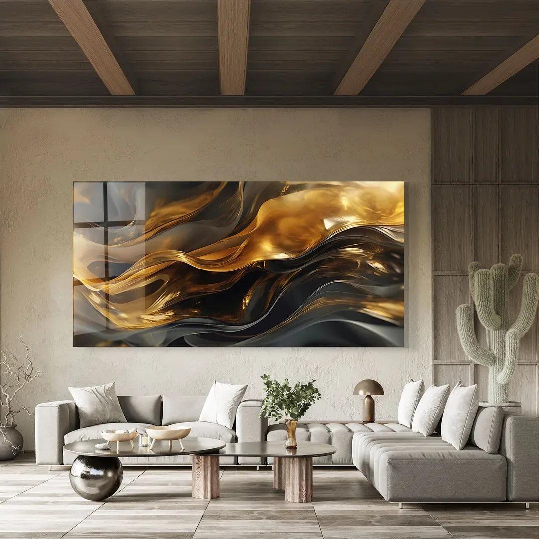 Black&Gold Glass Wall Art - LUXARTDECO