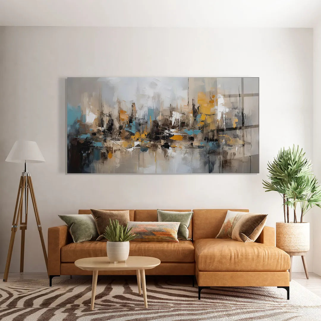 Art mural abstrait en verre