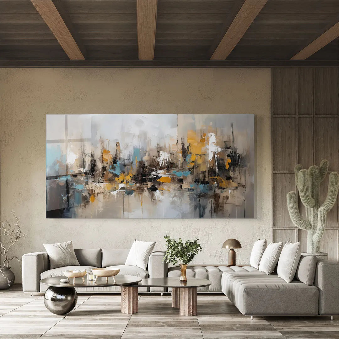 Art mural abstrait en verre