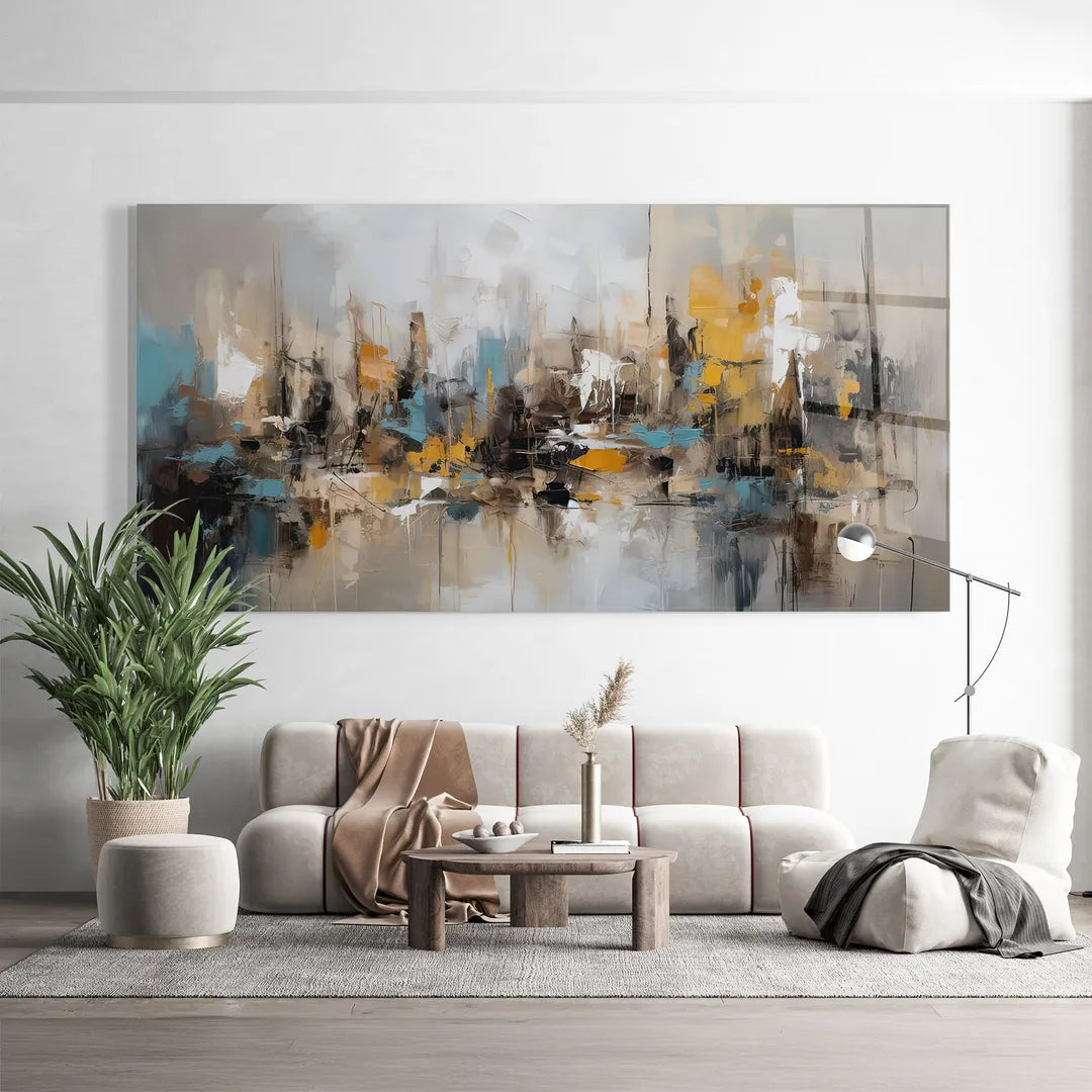 Art mural abstrait en verre