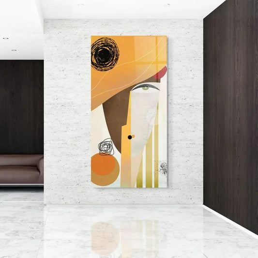 Orange Face Glass Wall Art - LUXARTDECO