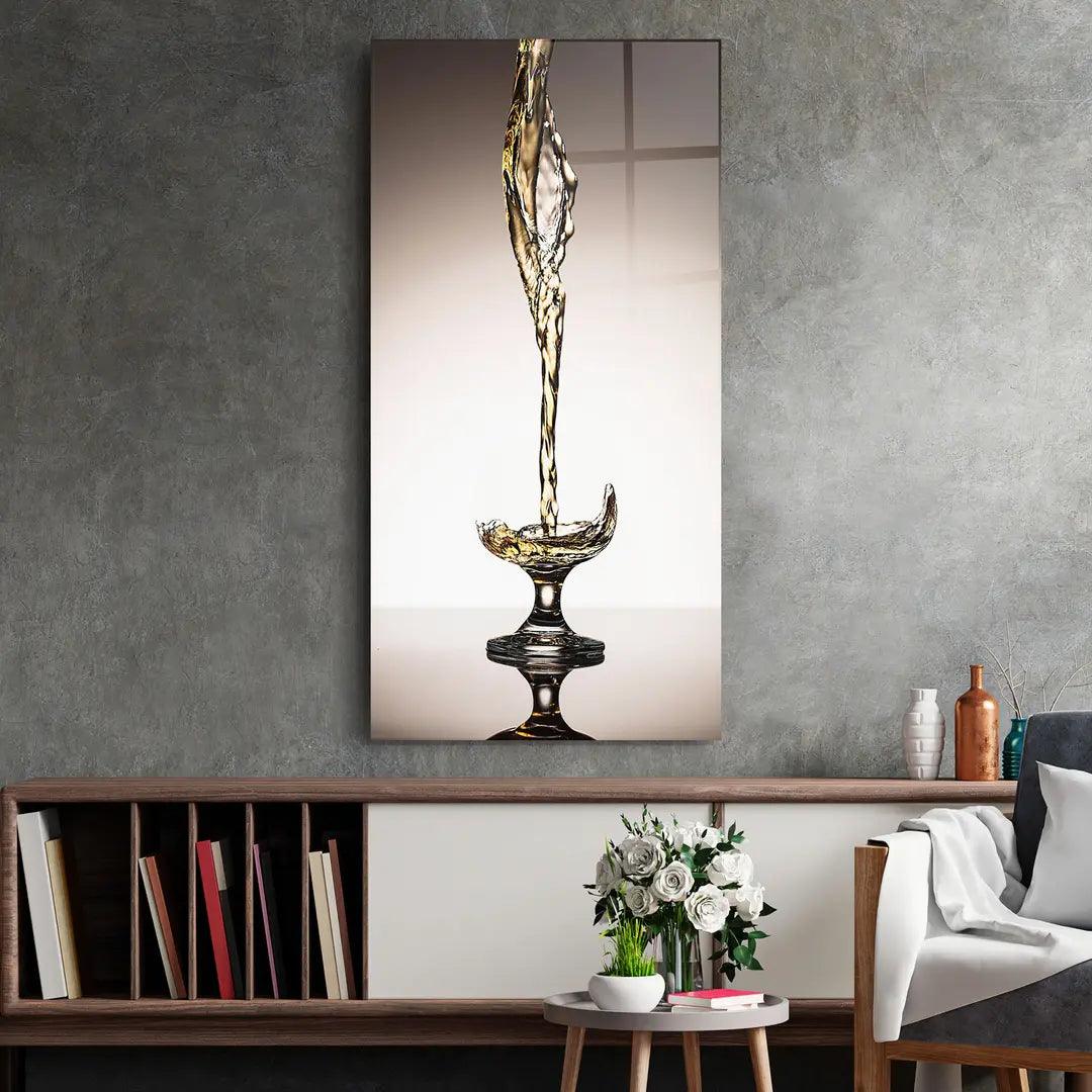 Spruzzo di Vino Bianco Quadro in Vetro Temperato