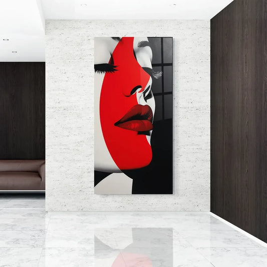 Red Lips Glass Wall Art - LUXARTDECO