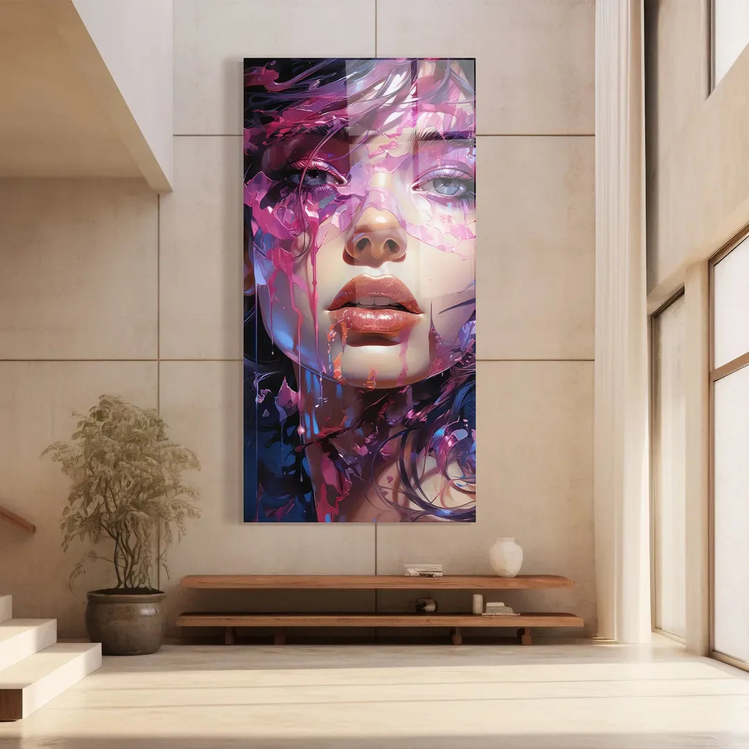 Violet Beauty Glass Wall Art - LUXARTDECO