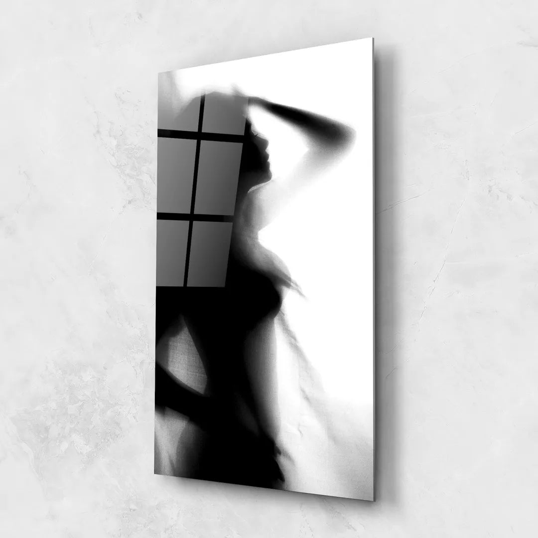 Woman Shadow Glass Wall Art