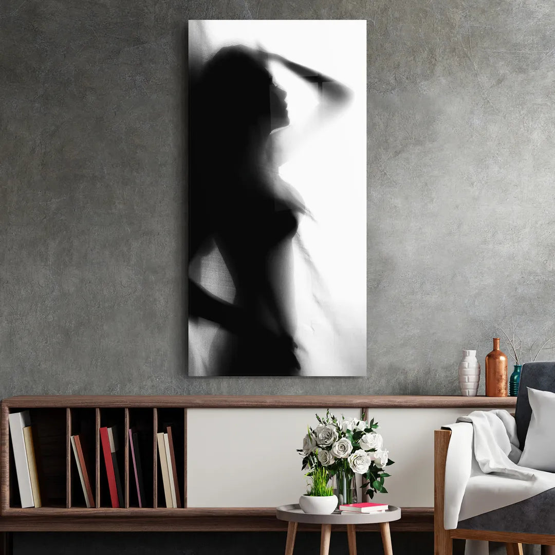 Woman Shadow Glass Wall Art