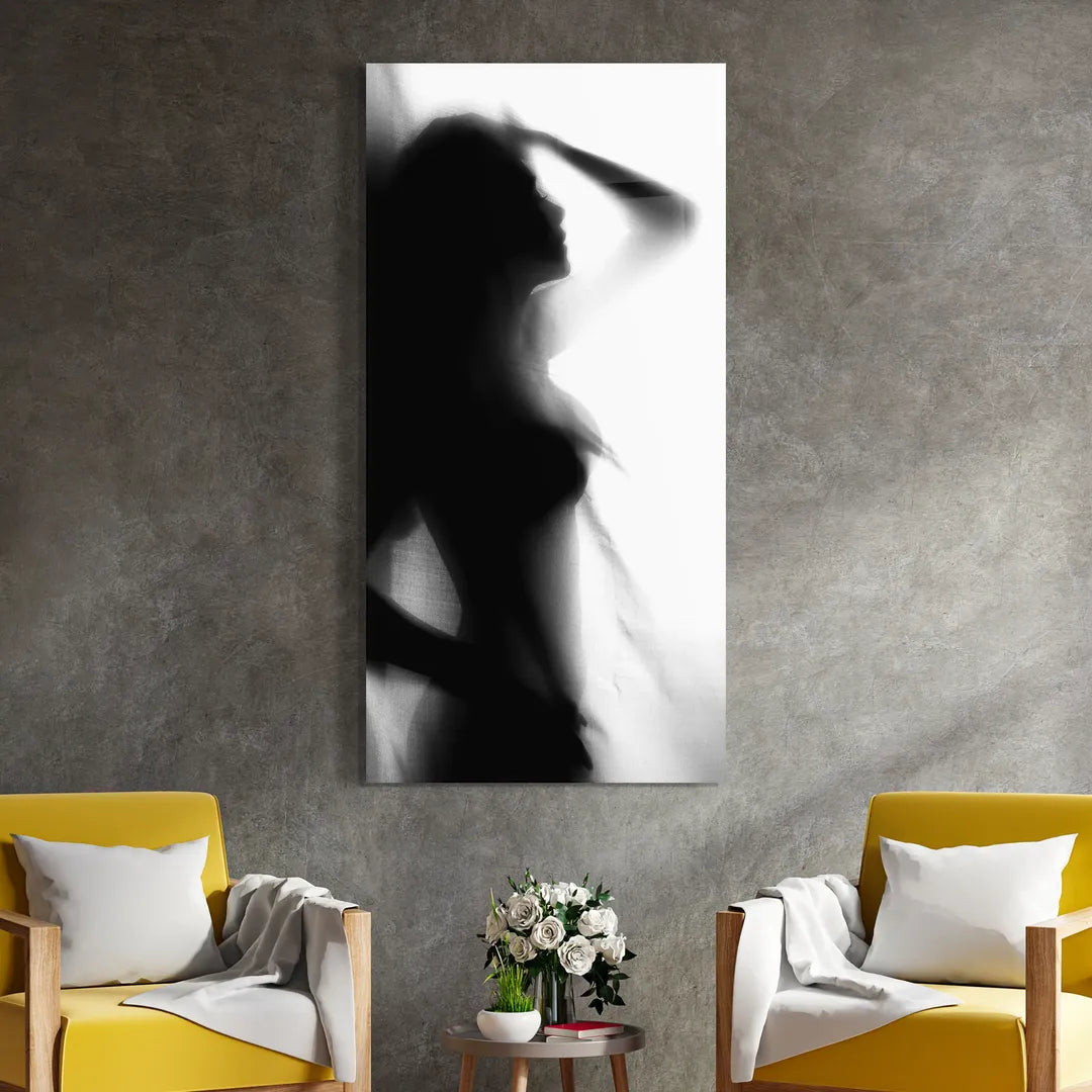 Woman Shadow Glass Wall Art