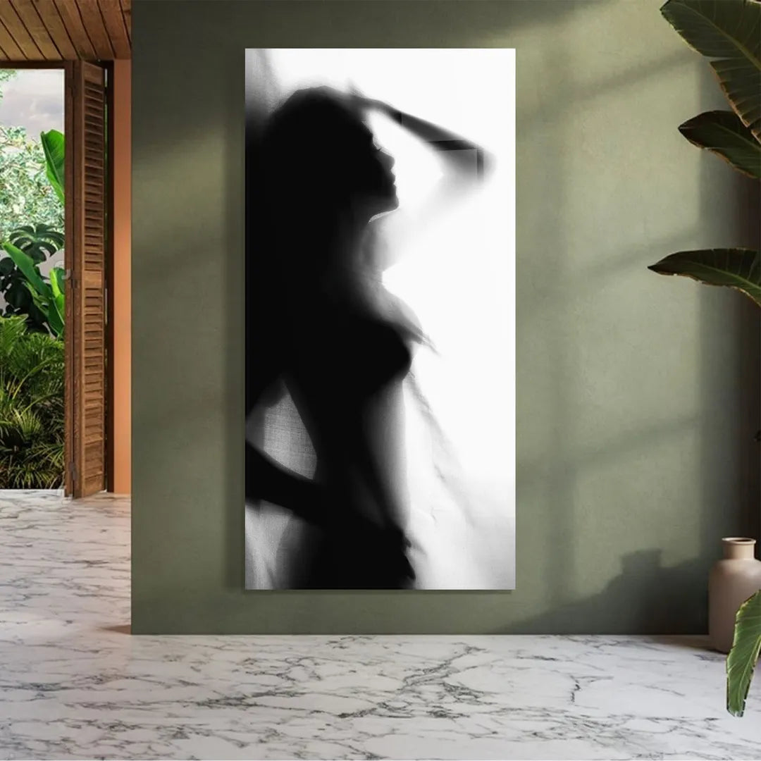 Woman Shadow Glass Wall Art