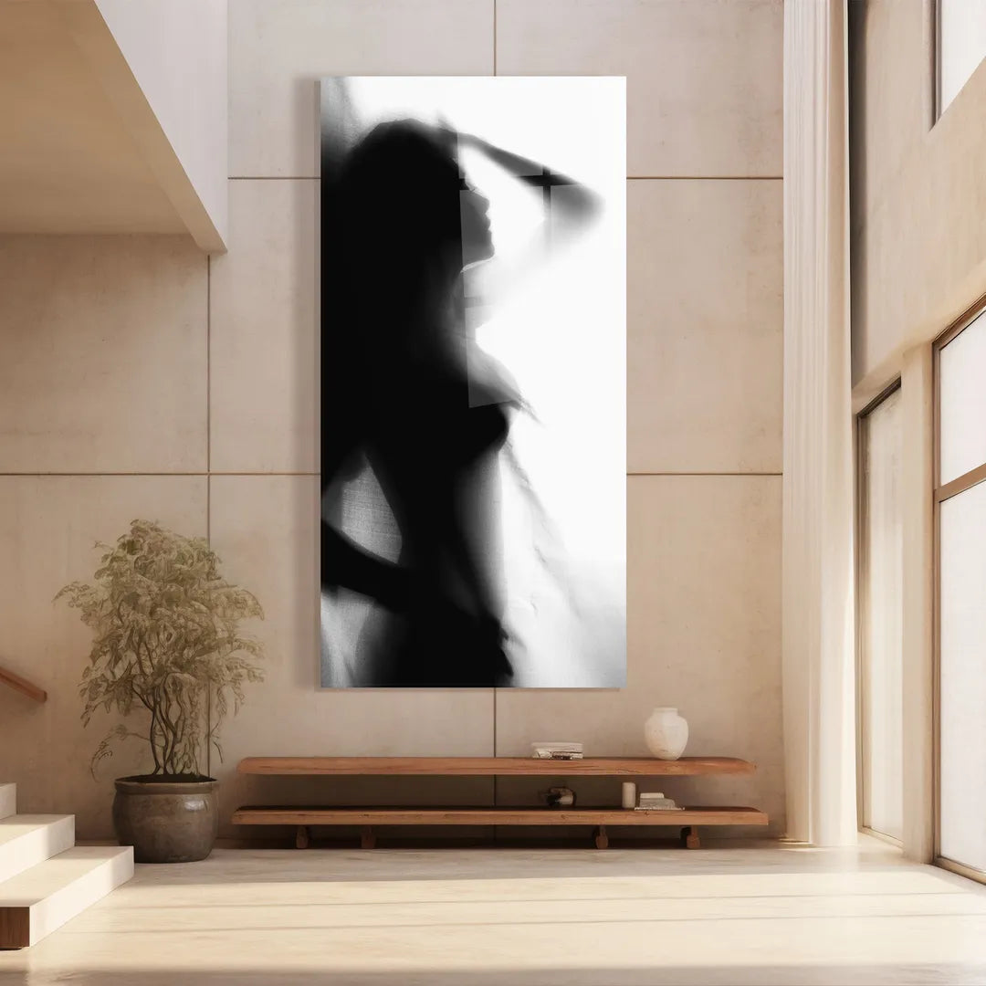 Woman Shadow Glass Wall Art