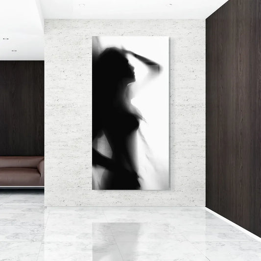 Woman Shadow Glass Wall Art - LUXARTDECO