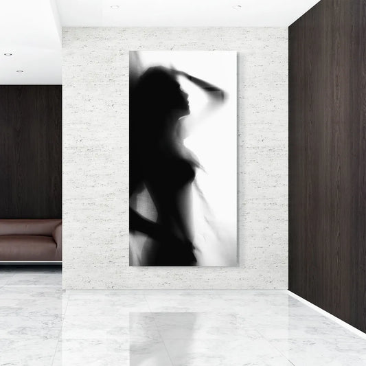Woman Shadow Glass Wall Art