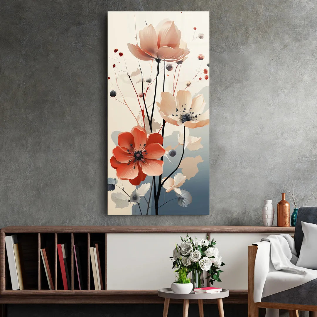 Red Flower Glass Wall Art