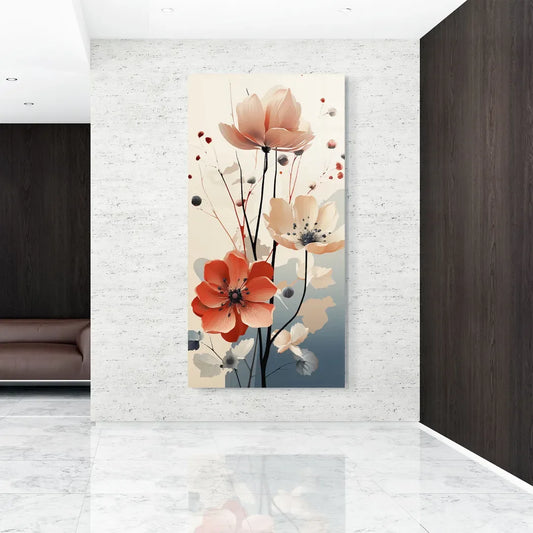 Red Flower Glass Wall Art - LUXARTDECO