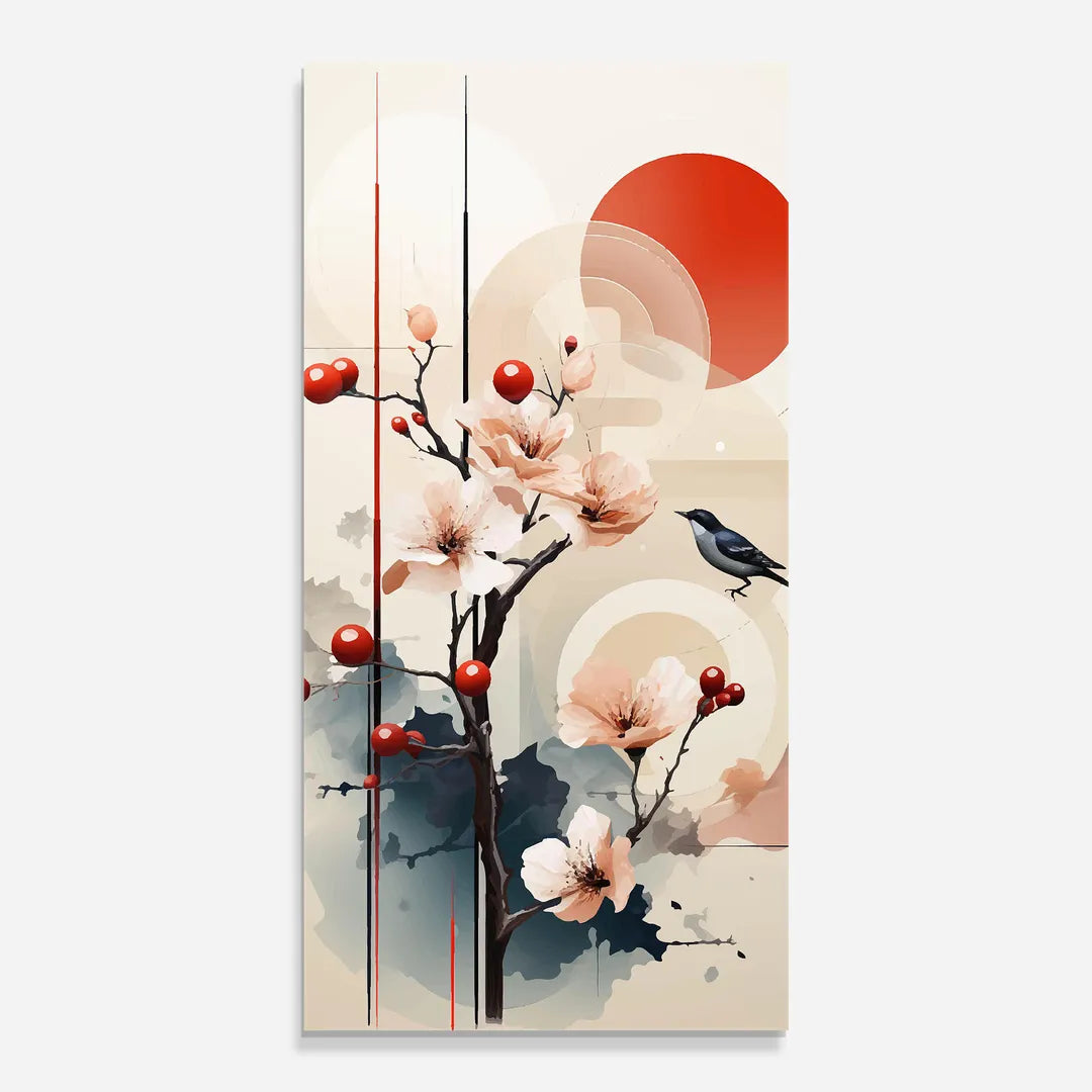 Cherry Blossom Glass Wall Art