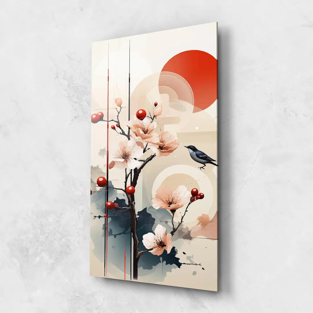 Cherry Blossom Glass Wall Art