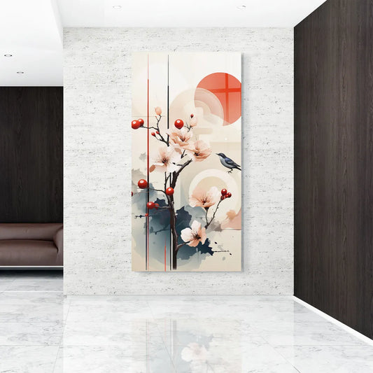 Cherry Blossom Glass Wall Art