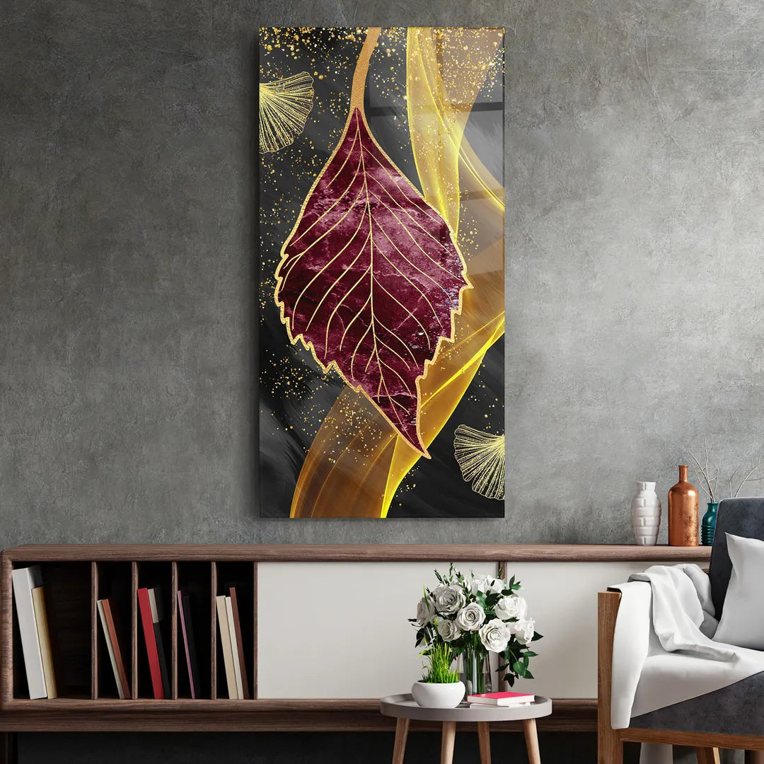 Pink Leaf Glass Wall Art