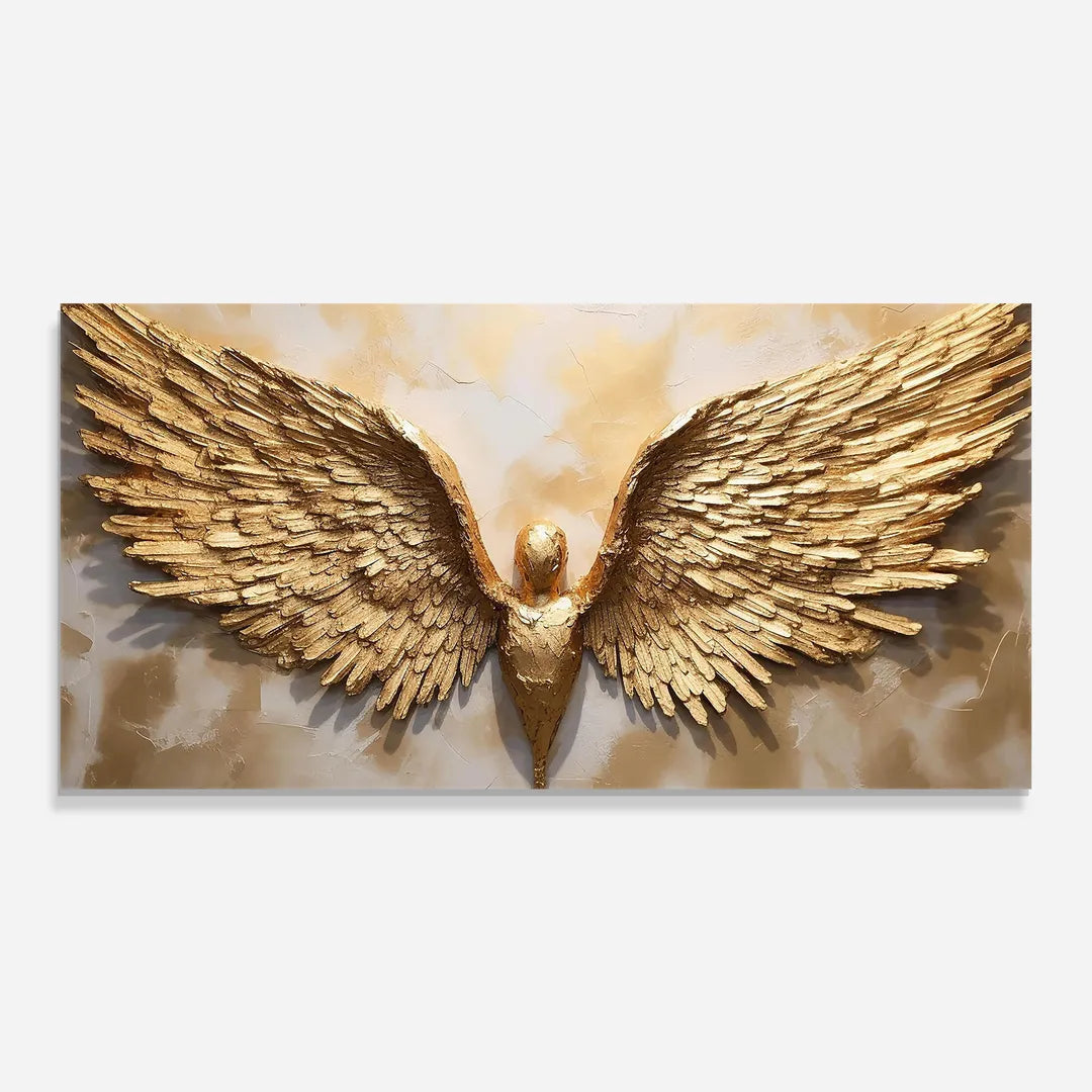 Gold Wings Glass Wall Art