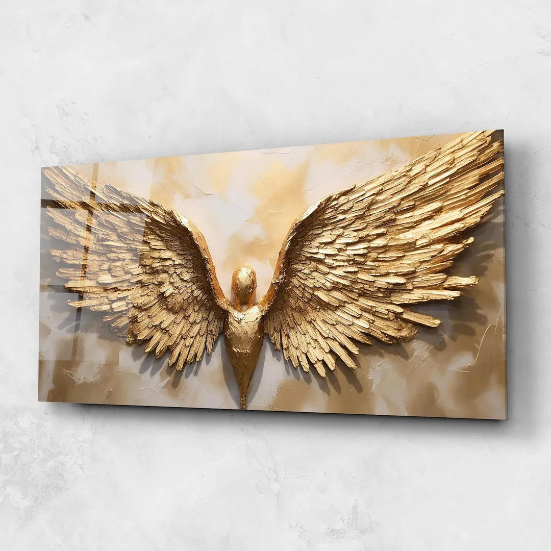 Gold Wings Glass Wall Art
